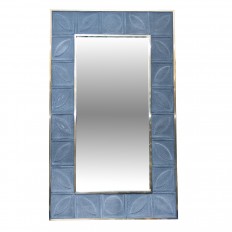 Rectangular scavo glass and brass surround mirror